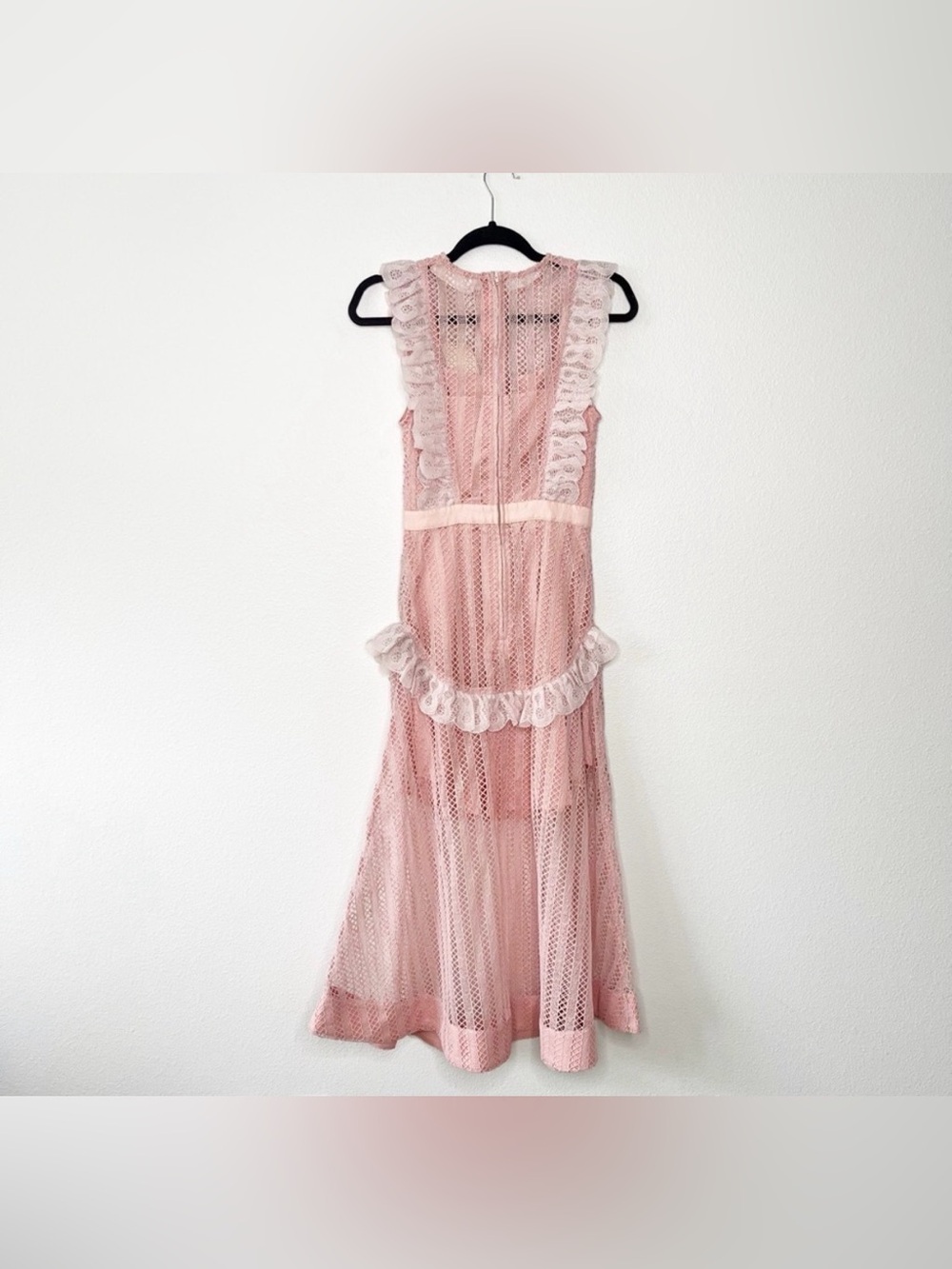 KEEPSAKE Portrait Lace Midi Lace Party Dress Blush Pink Romantic Size XXS NEW - Picture 5 of 8